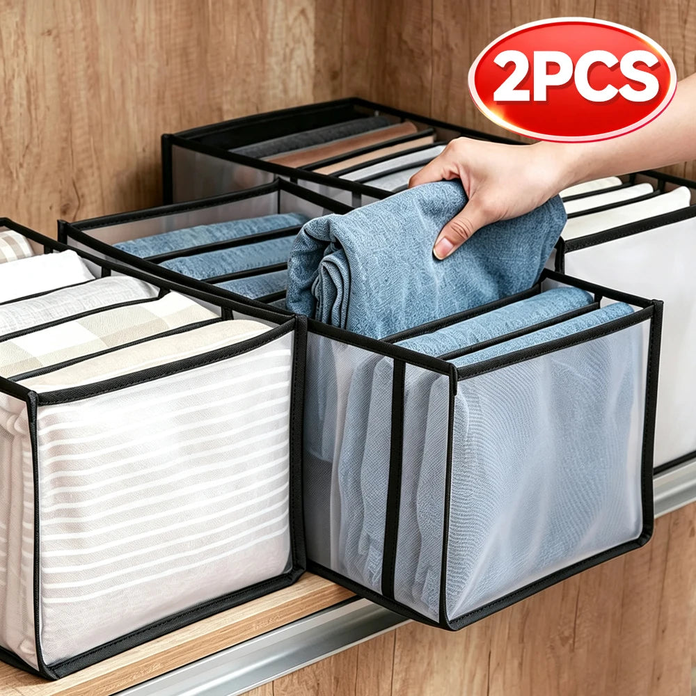 KindFuny 9/7 Grid Foldable Closet Pants & Clothes Organizer