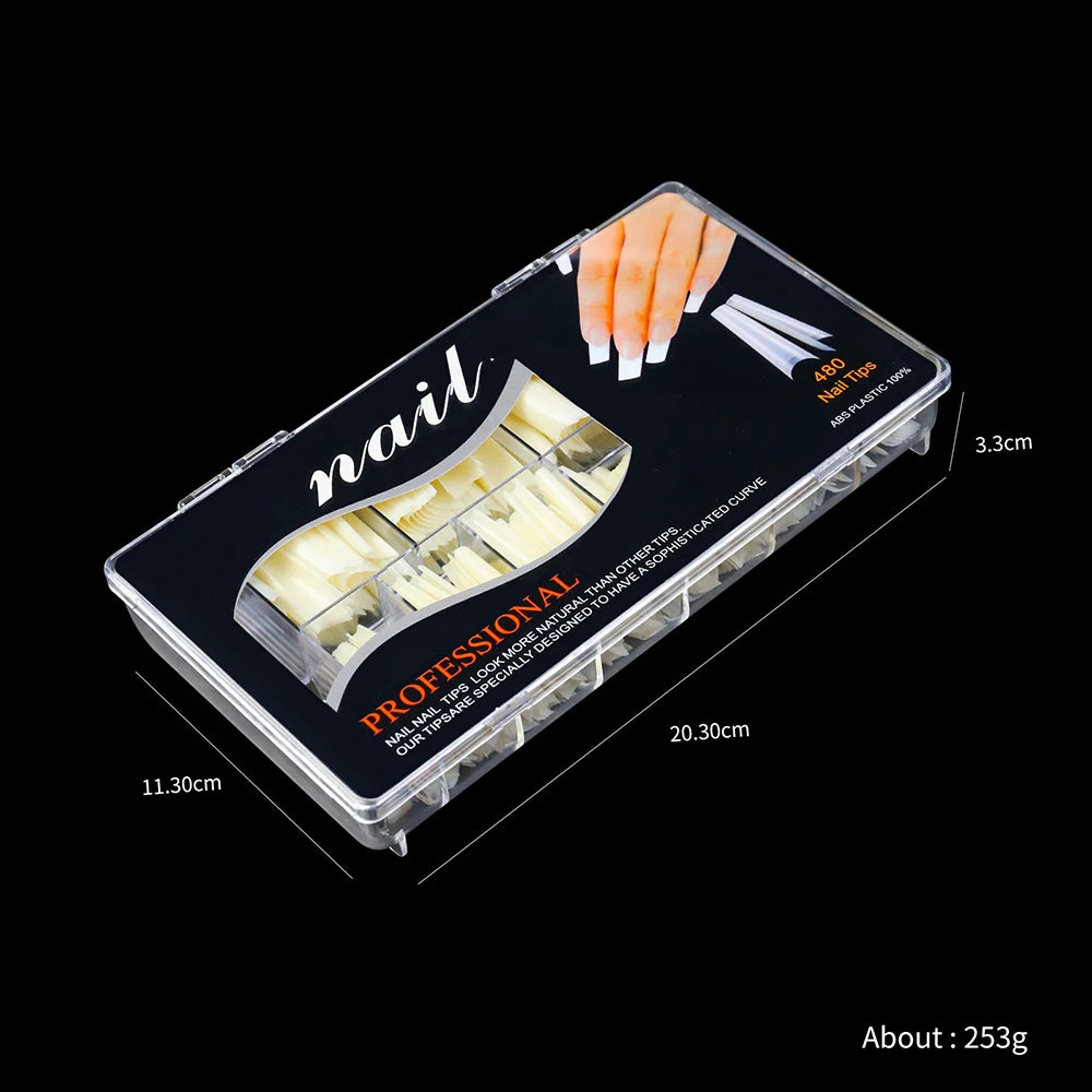 French Fake Nails Long Tips 400-500pc – Eelhoe Press-On Set
