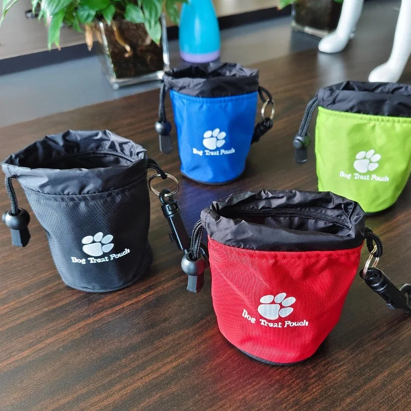 Portable Dog Treat Pouch – Drawstring & Zipper Training Bag