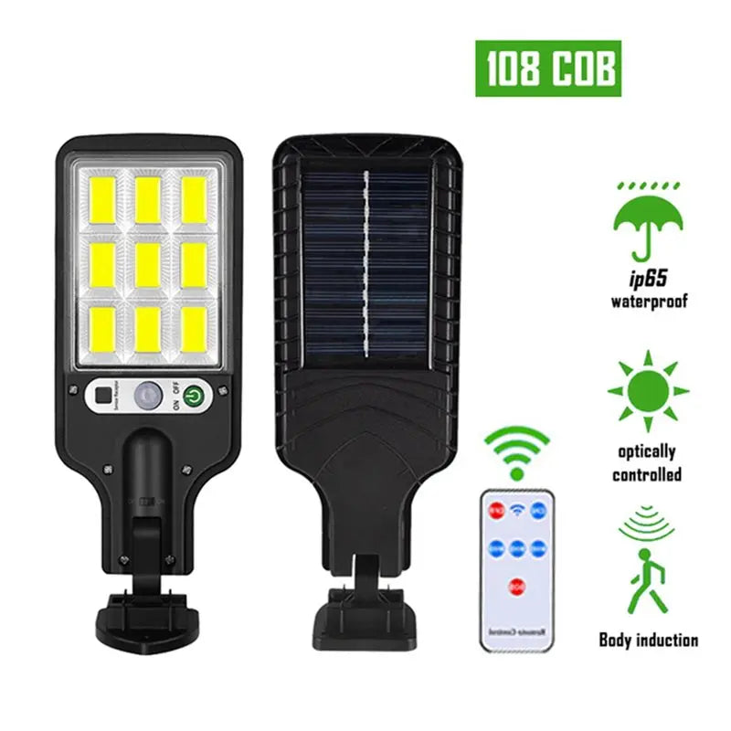 Solar Street Light 2-Pack IP65 Motion Sensor LED Outdoor Lamp