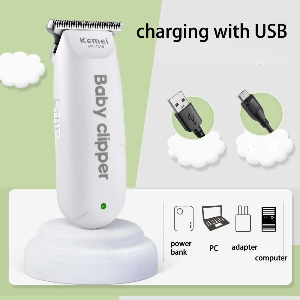 Kemei KM-1319 Baby Kids Hair Trimmer – Low Noise Rechargeable