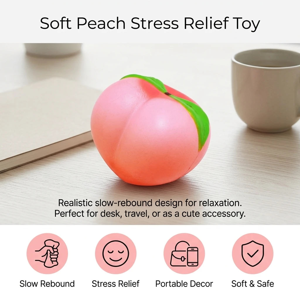 Peach Squeeze Toy Soft PU Slow Rebound Sensory Fidget Gift