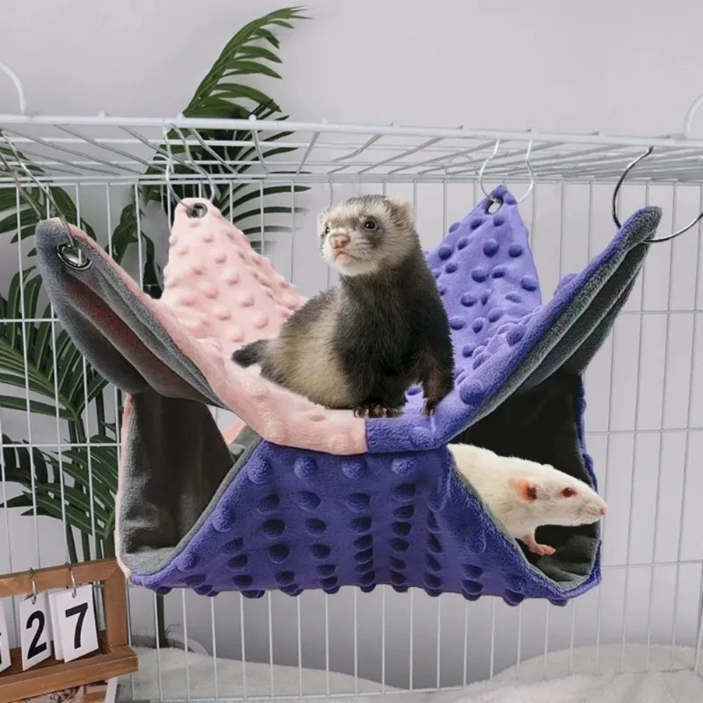 Warm Plush Pet Hanging Hammock Bed for Small Animals