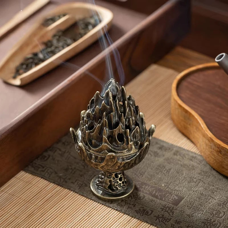 Vertical Mini Alloy Hollow Incense Burner – Tabletop Holder