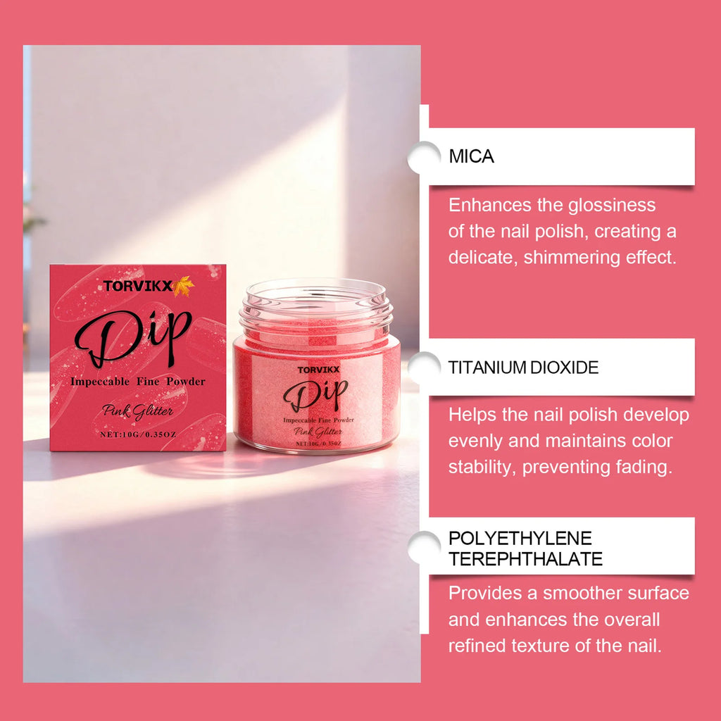 Red Glitter Dip Powder – Shimmer Nail Art, No UV Light Needed