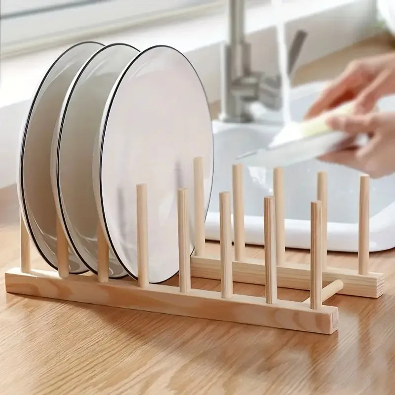 Wooden Plate Rack & Dish Drying Stand – Kitchen Organizer