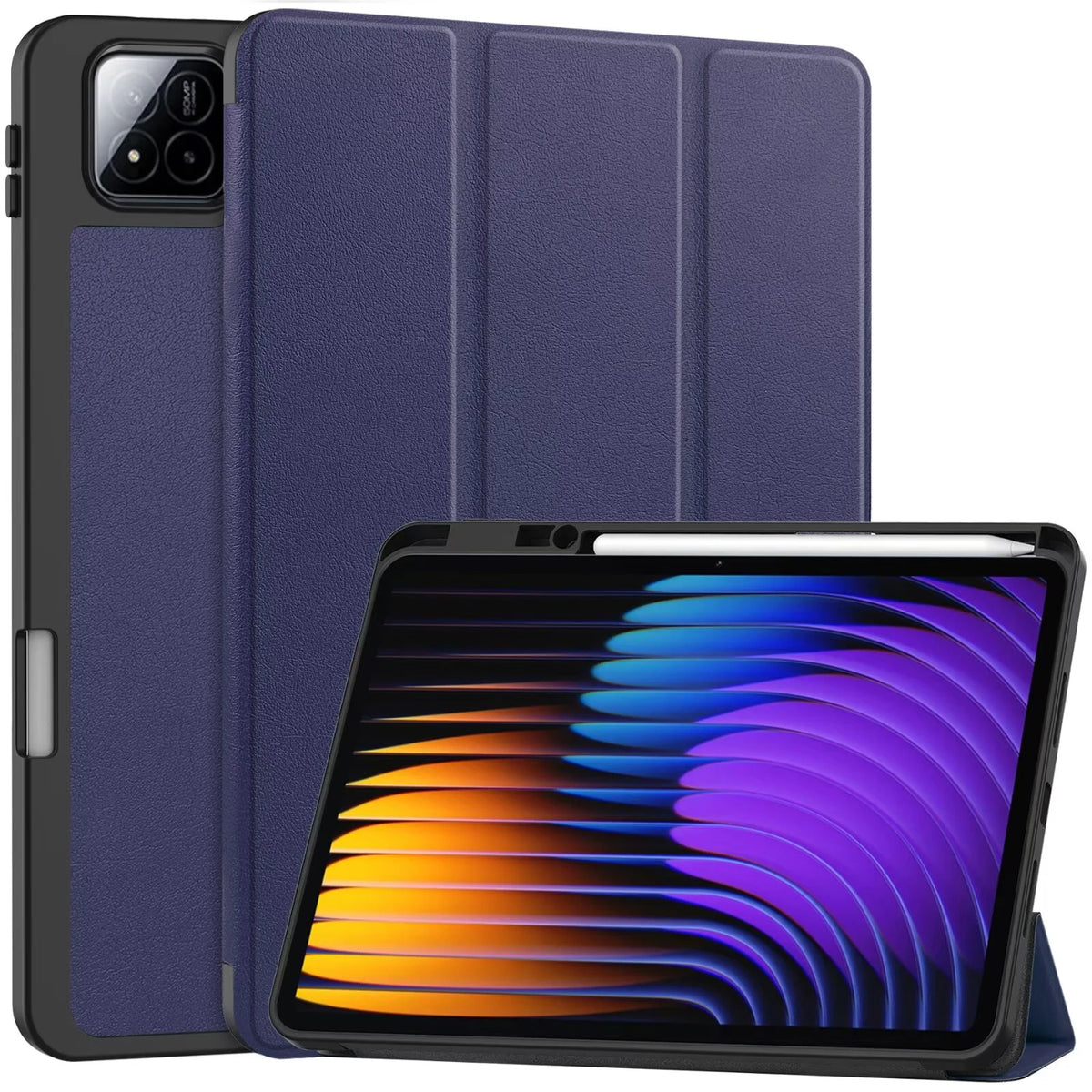 Tri-Fold PU Leather Case for Xiaomi Pad 7 / Pad 7 Pro + Pen Slot