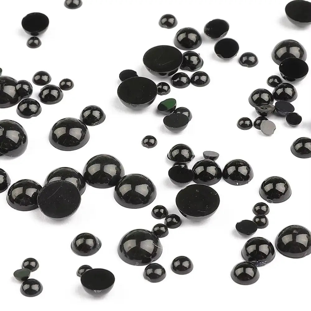 100–500 Pcs Black Half Round Craft Eyes 3–8mm DIY Beads