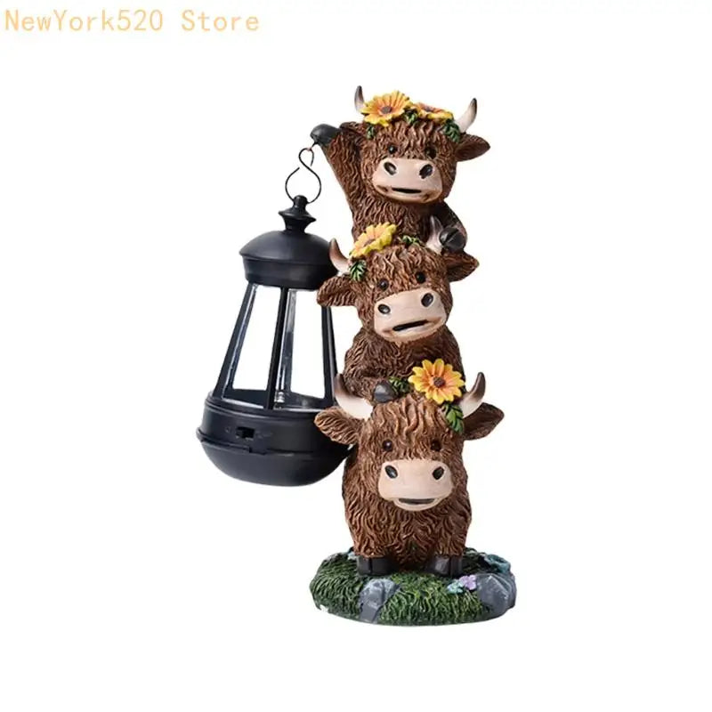 Solar Yak Garden Statue – Resin Outdoor Decor with Auto Light