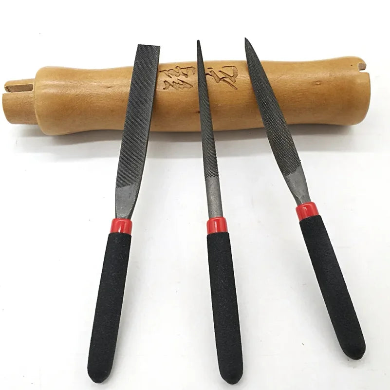 Steel Mini Hand Files Set – Flat, Round & Half Round 118mm