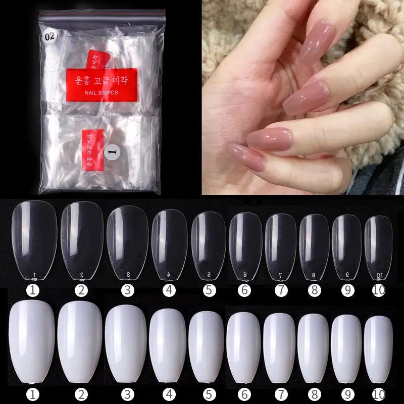 500pcs Press On Nail Tips – Coffin Ballet Full Cover False Nails