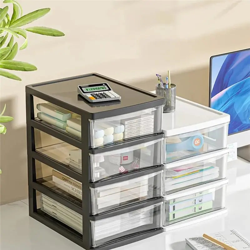 4-Layer Clear Desktop Storage Box with Drawer | Desk Organizer