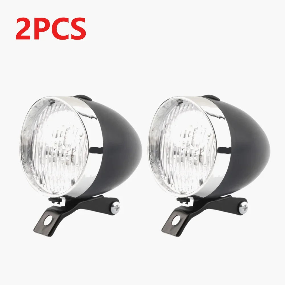 Retro 3 LED Battery Bike Headlight – IPX6 Safety Warning Lamp