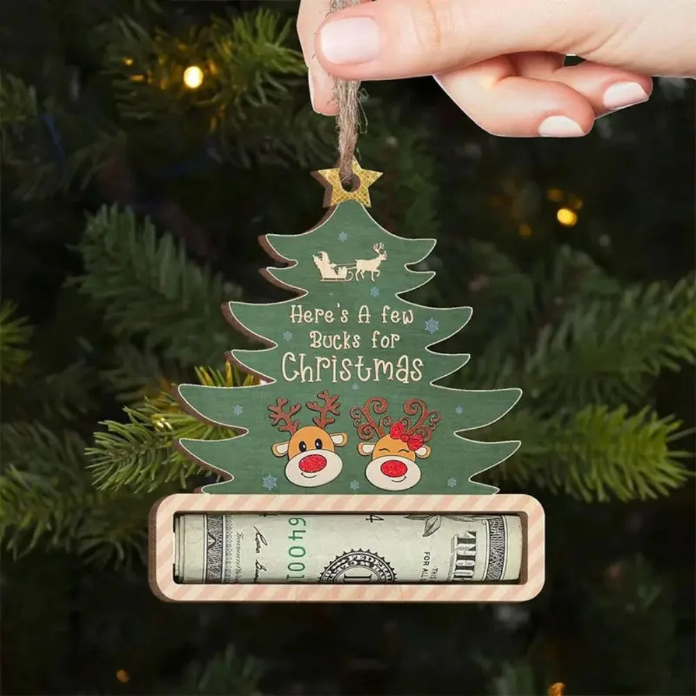 Wooden Christmas Money Card Holder DIY Gift Pendant