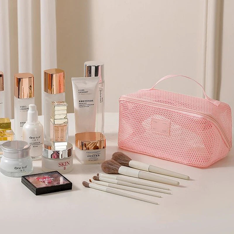 Mesh Clear Makeup Bag – Travel Toiletry Cosmetic Organizer