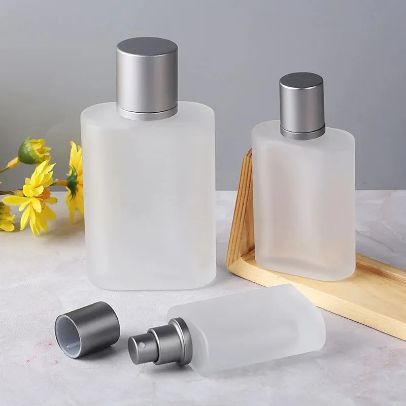 Frosted Square Glass Perfume Atomizer Refillable Spray Bottle 30/50ml