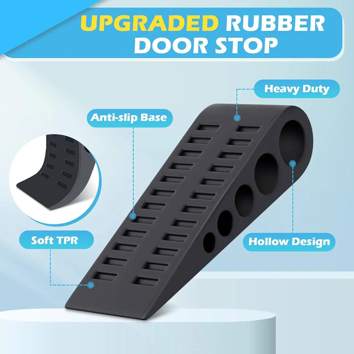 Door Wedge Stoppers Set of 2 with Holder – No Drilling