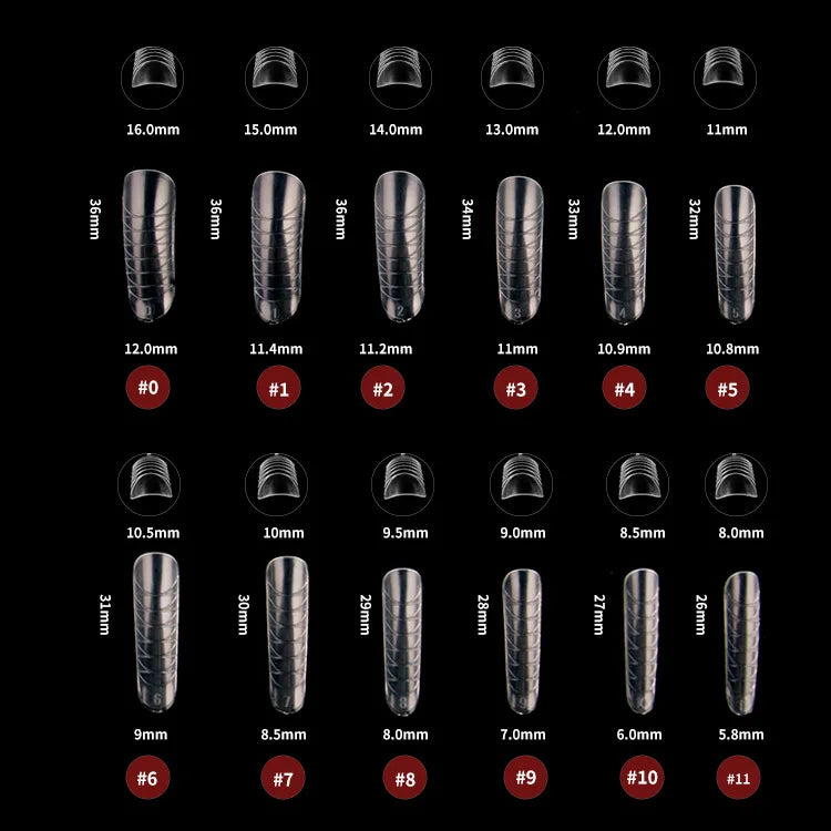 120pcs Clear Nail Tips – Coffin Almond Stiletto Full Cover Set