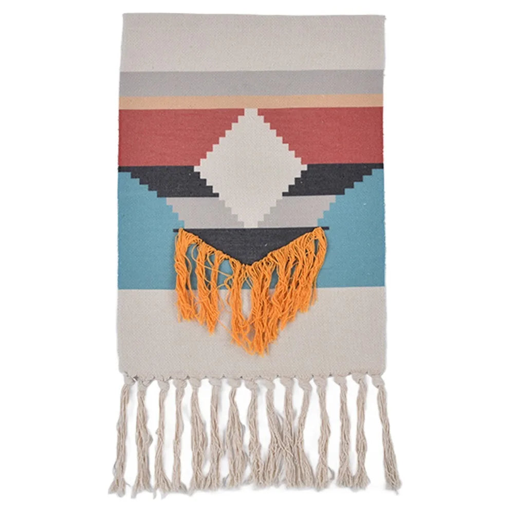 Boho Macrame Wall Hanging Tapestry 27in Tassel Linen Décor