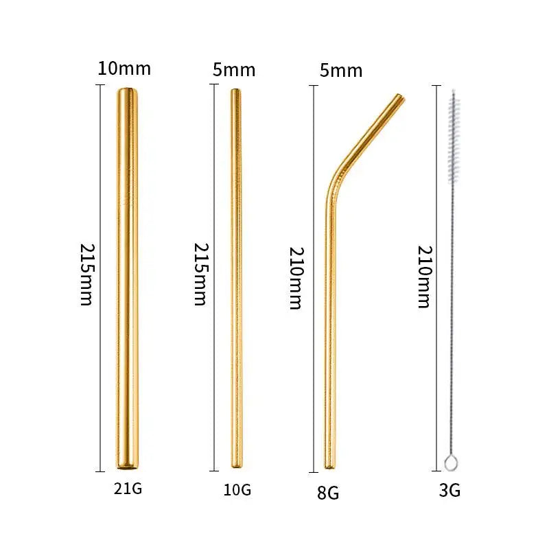 4-Pack Reusable Stainless Steel Straws with Cleaner Brush