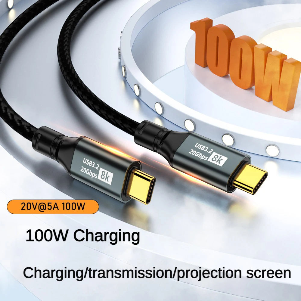 USB 3.2 100W USB-C Cable – 8K HD, 20Gbps Fast Charging