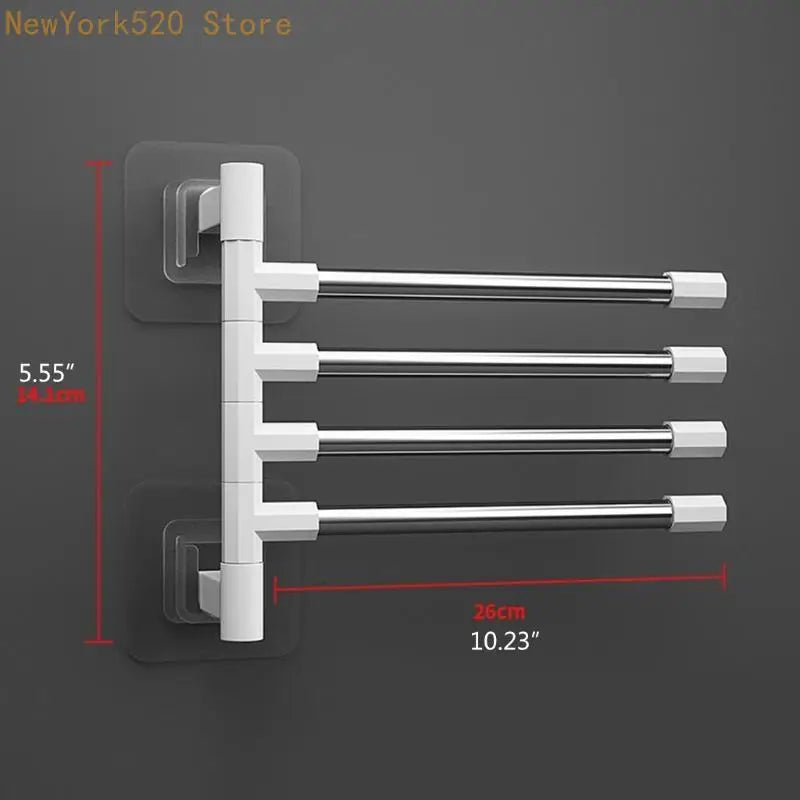 Wall Mount Rotating Towel Bar Rack – 2 to 5 Arms Stainless