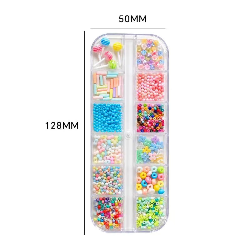 3D Nail Art Resin Beads Flower Decorations – 12/36 Grid Box