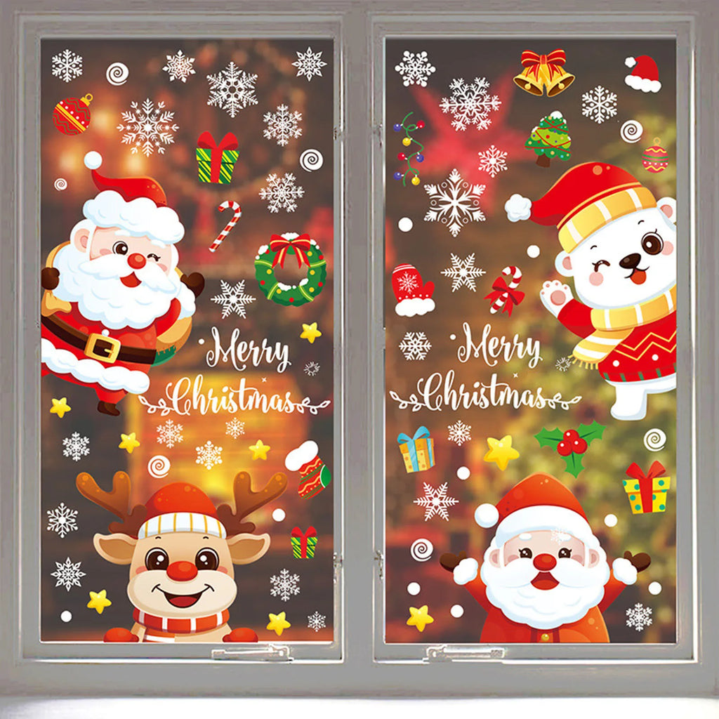 Christmas Santa Elk PVC Static Window Stickers – Removable