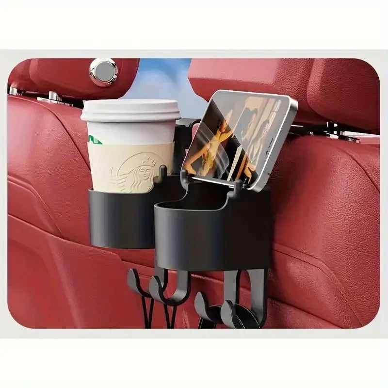Car Seat Back Organizer – Hooks, Cup Holder & Storage Box