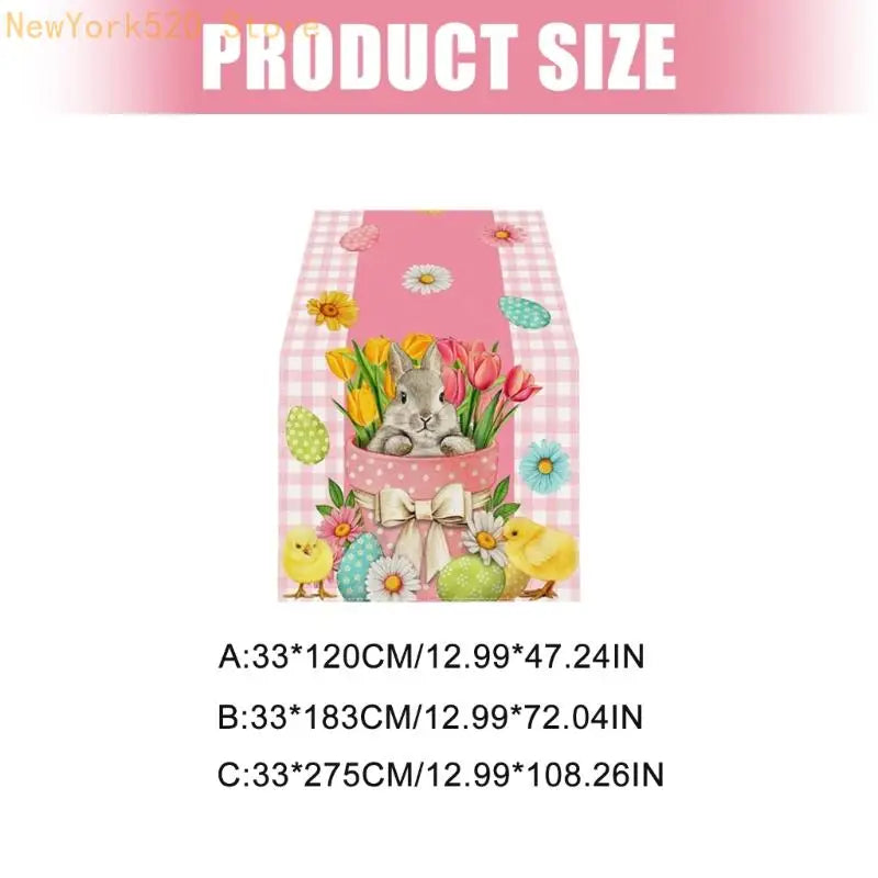 Farmhouse Linen Easter Table Runner – Eggs & Bunnies