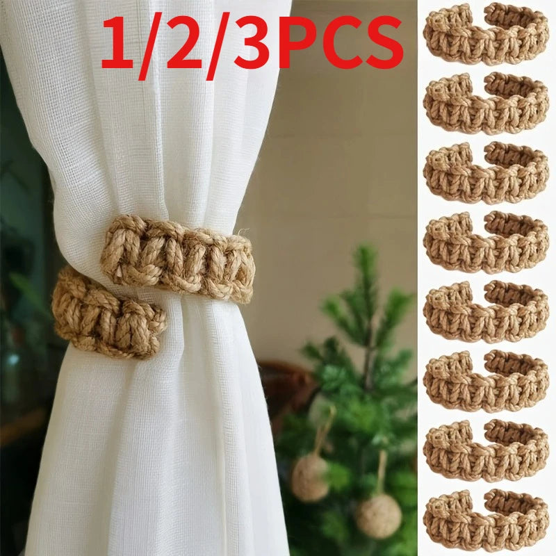 Hand-Woven Hemp Rope Curtain Tether & Decorative Bracket