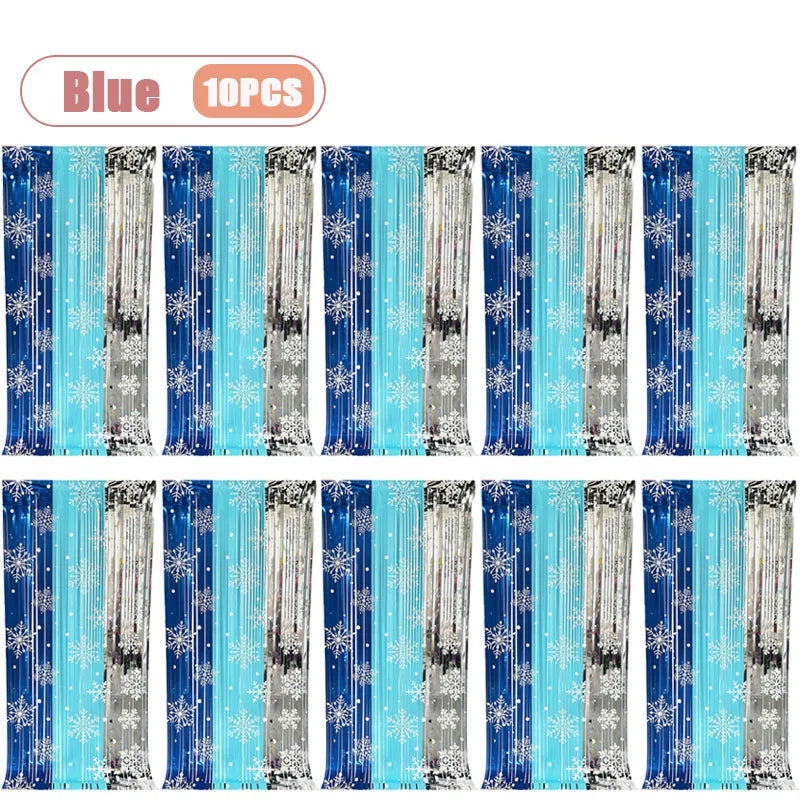 Christmas Snowflake Foil Fringe Curtain Party Backdrop Decor