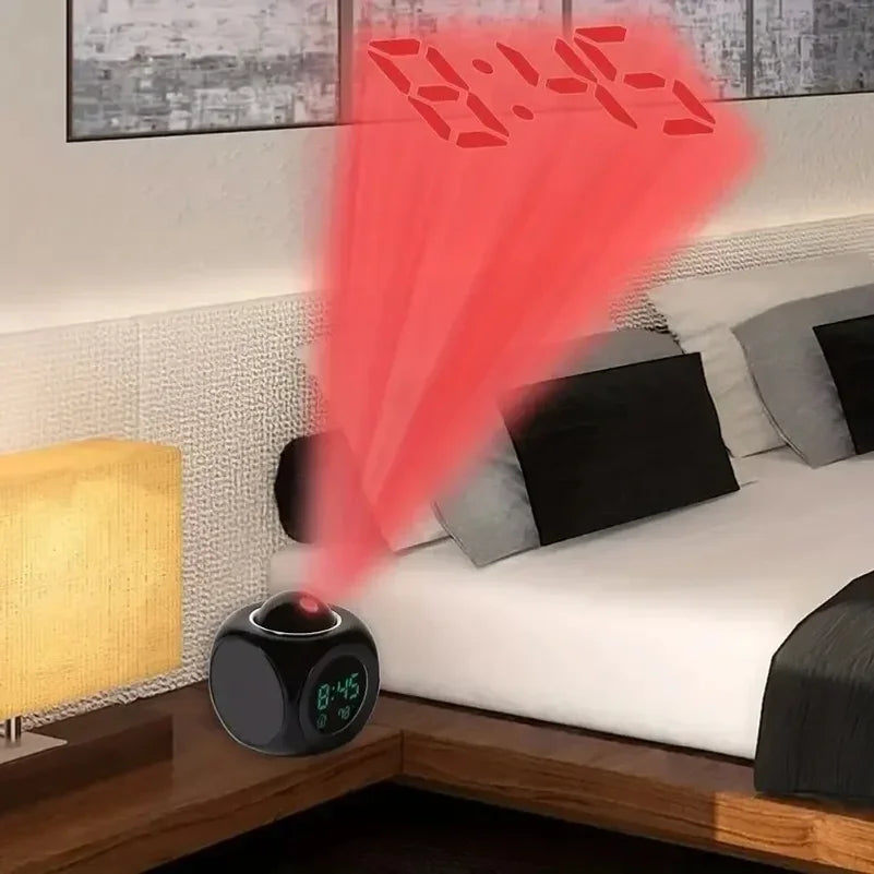 Projection Alarm Clock – Ceiling Display, Voice & Temperature
