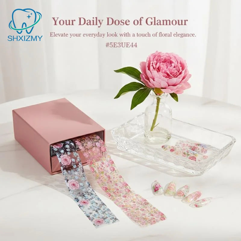Floral Nail Foil Transfer Stickers 50pcs – Flower Nail Wraps