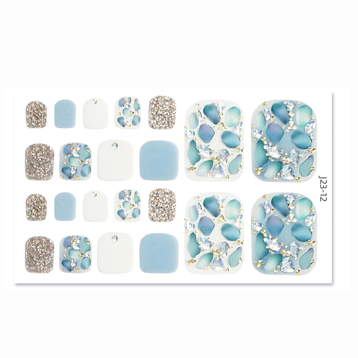 Glitter Toe Nail Stickers – 22-Tip Full Cover DIY Nail Art Decals