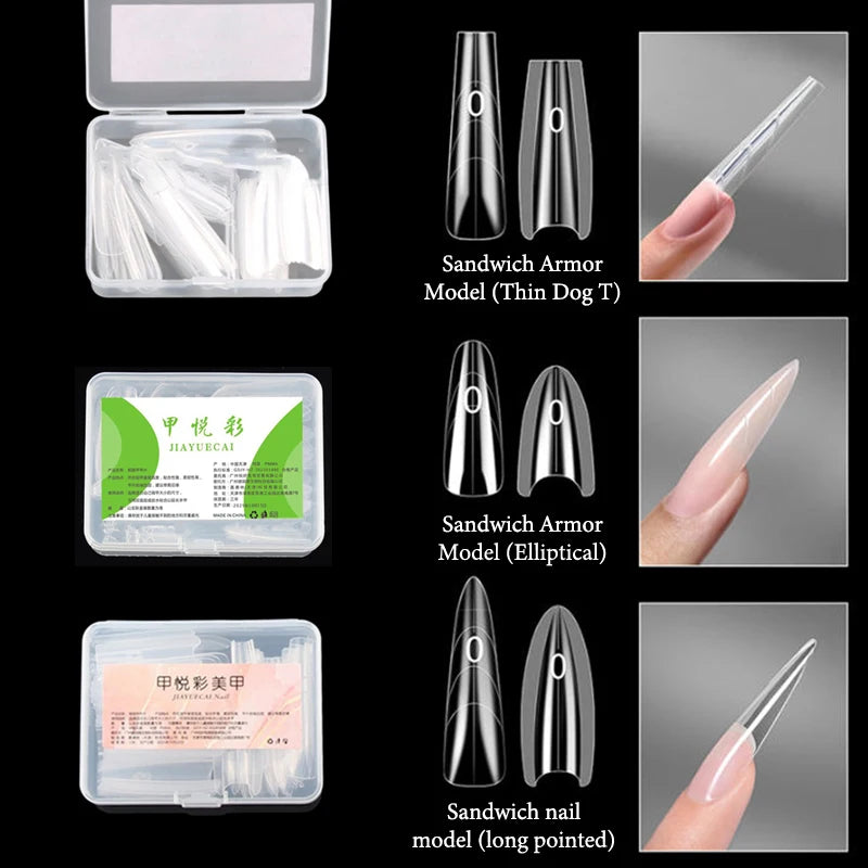 Sandwich Dual Nail Forms 60pcs – 15 Sizes Coffin & Almond