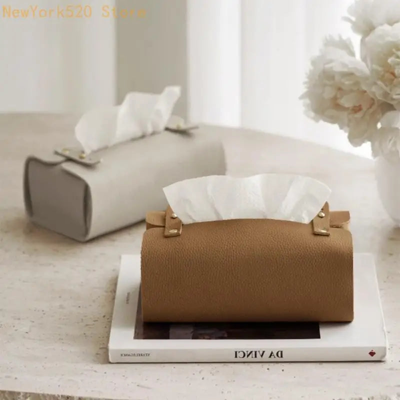 Leather Tissue Box Elegant Rectangular Tissue Dispenser
