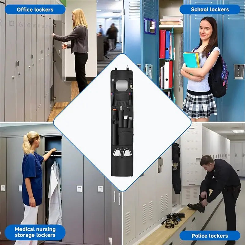 2-Pack Hanging Locker Organizer with Mirror & 6 Pockets