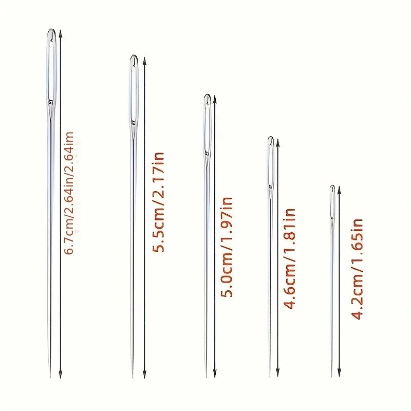 40pcs Large Eye Stainless Steel Sewing Needles – Assorted Set
