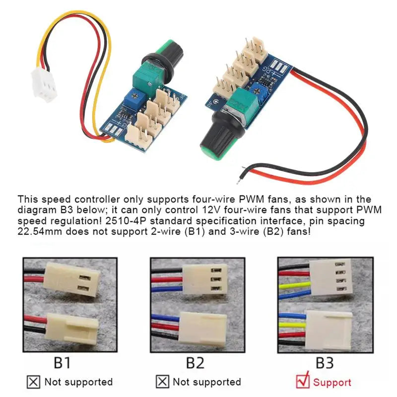 4-Channel DC 12V PWM Fan Speed Controller Module with Knob