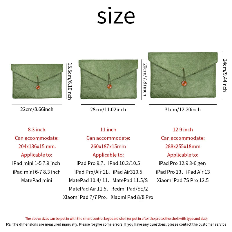 Vintage Envelope iPad Sleeve Pouch – Fits Mini to Pro 12.9"
