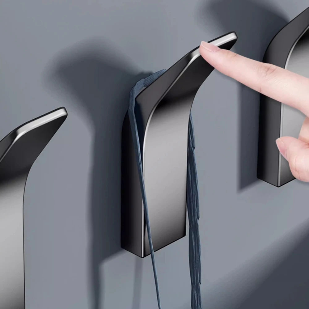 Black Matte Self-Adhesive Wall Hook – Towel & Coat Hanger