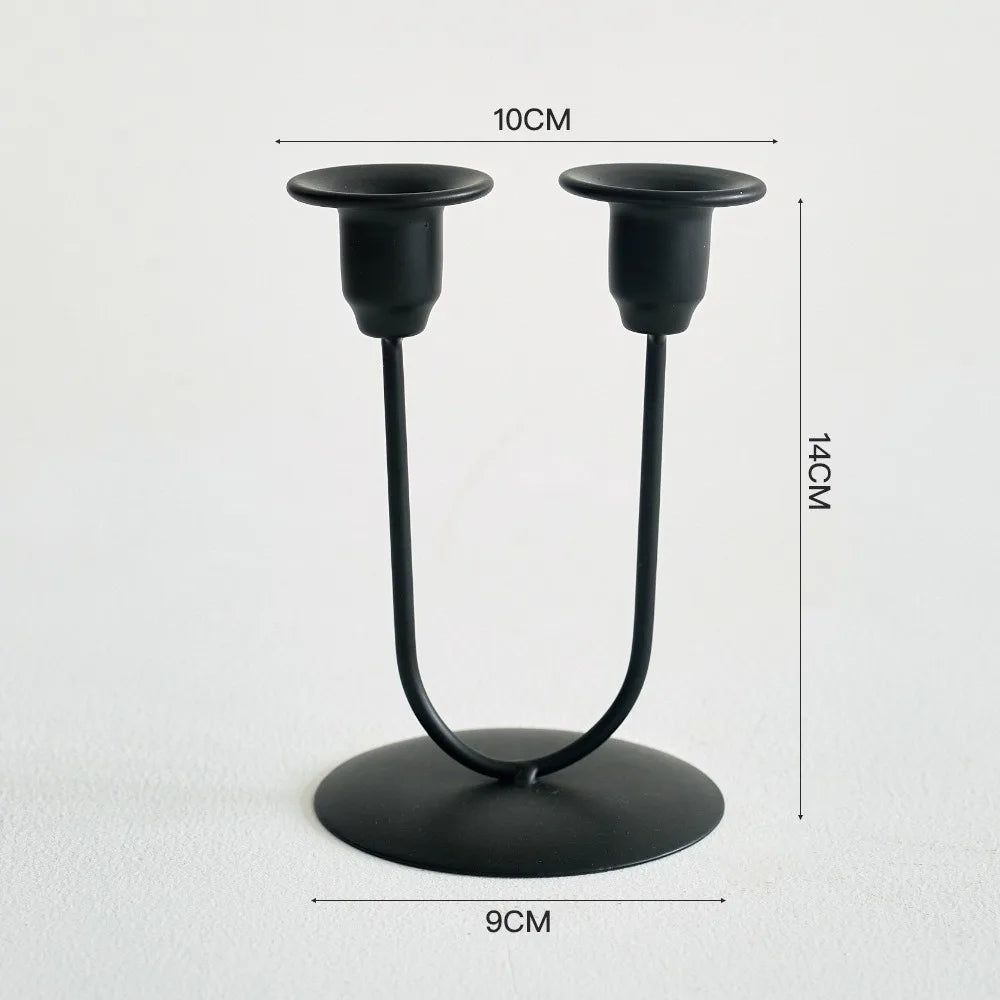 Double U-Shaped Metal Candlestick Holder – Elegant Table Decor