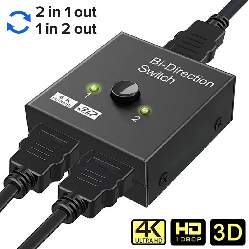 4K Bidirectional HDMI Switch Splitter 2 In 1 Out – PS4 Xbox TV