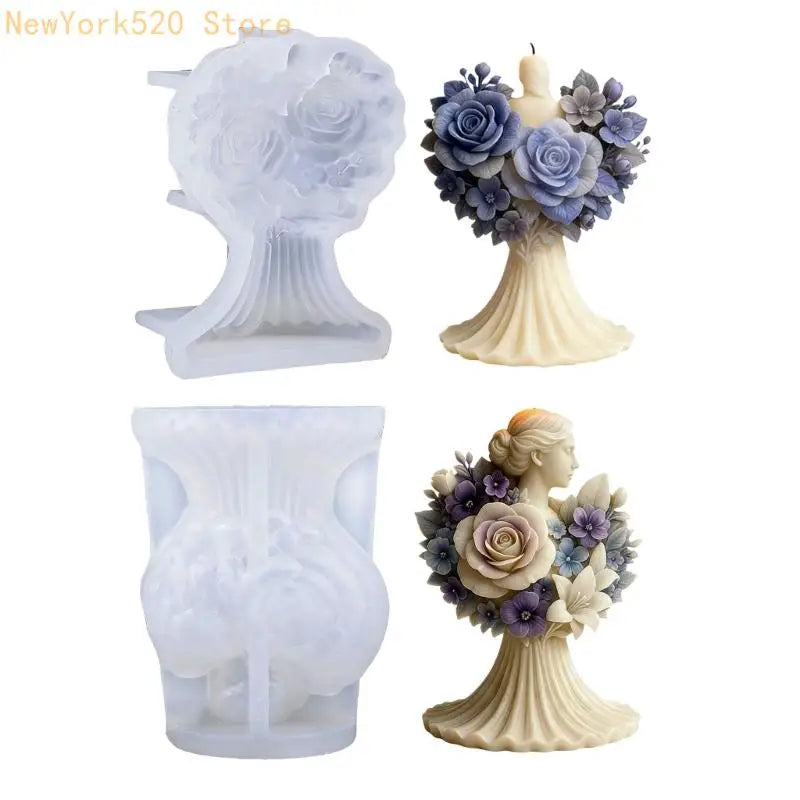 Rose Bride Silicone Mold – 3D Floral Cake & Soap Baking Mould