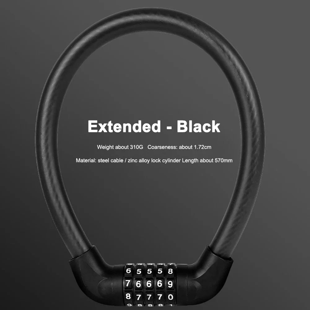 5-Digit Combination Bike Lock – Zinc Alloy Steel Cable