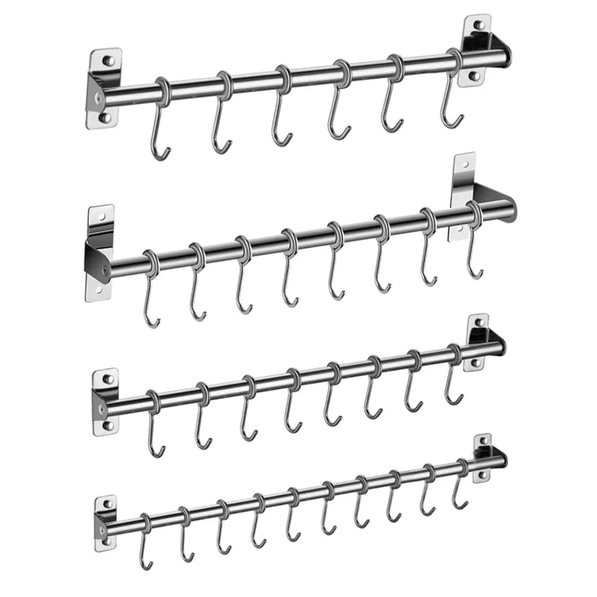 Wall Mounted Stainless Steel Utensil Rack with 6–10 Hooks