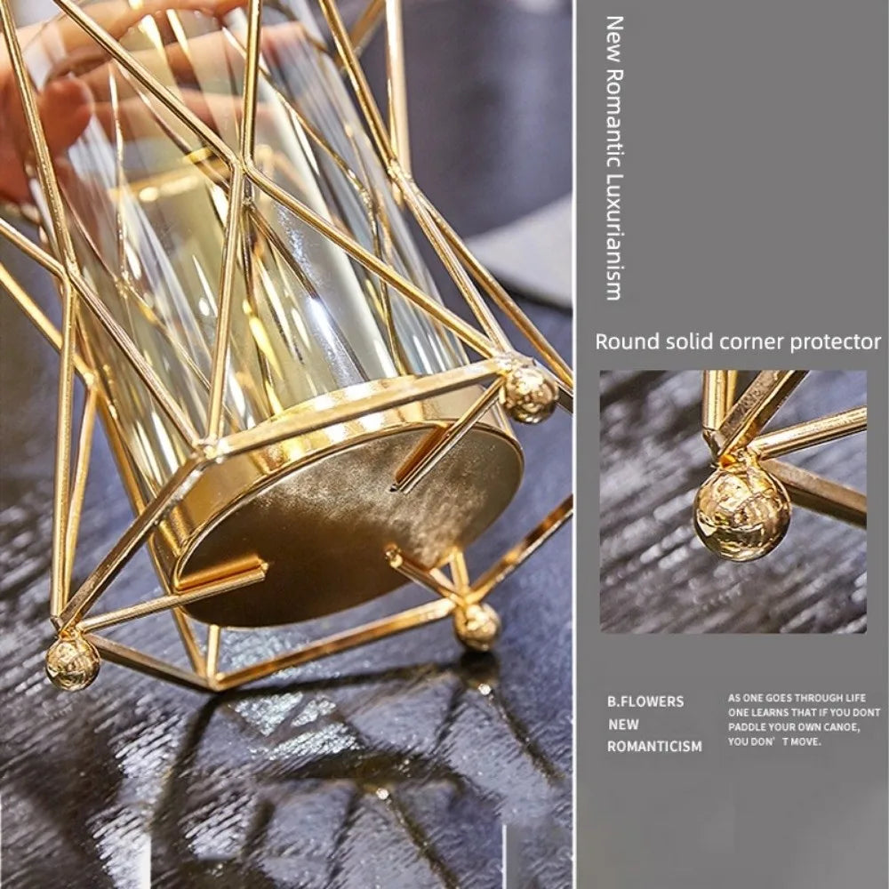 Metal & Glass Flower Vase – Nordic Decorative Hydroponic Vase