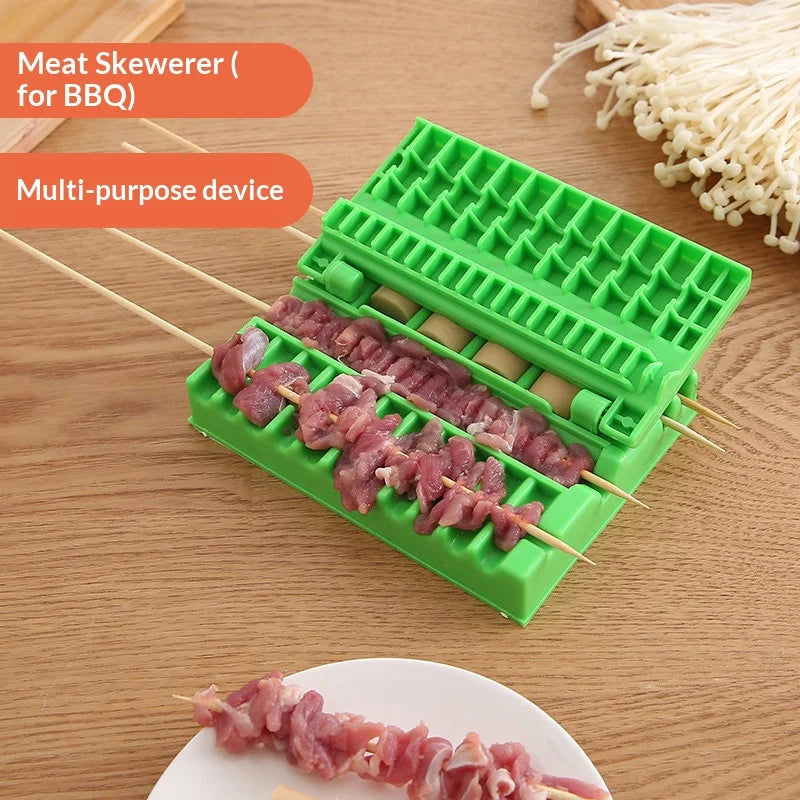 Manual BBQ Kebab Skewer Tool – Quick Meat & Veggie Stringer