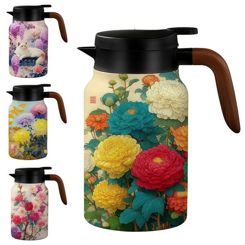 Vintage Floral Stainless Steel Teapot 1.5L with Infuser